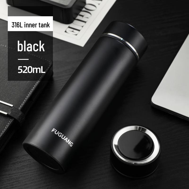 Fuguang 316L Stainless Steel Portable Insulated Water Bottle with Tea Infuser, 520ML