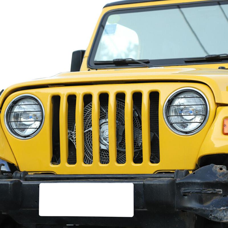 2 ks Kovový kryt světlometu Ochranný kryt předních světel Kompatibilní pro Wrangler Tj 1997-06
