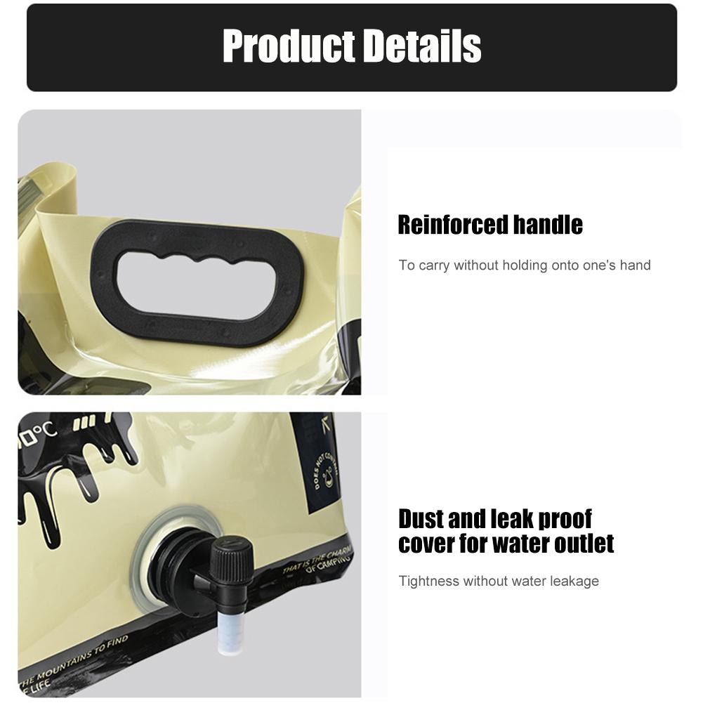 8LCamping Water Bag Folding Bucket Water Container No Leakage Outdoor Camping Bag Collapsible Pouch with Faucet Camping Supplies