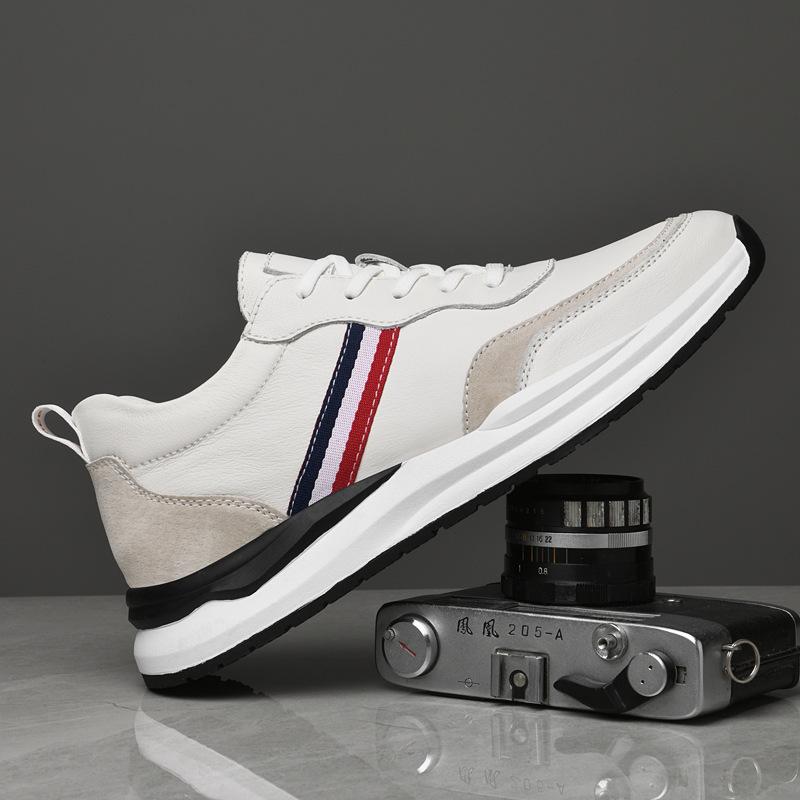 

Men s shoes 2025 spring new outdoor platform white sports shoes trendy men s high-end casual leather trendy shoes 37