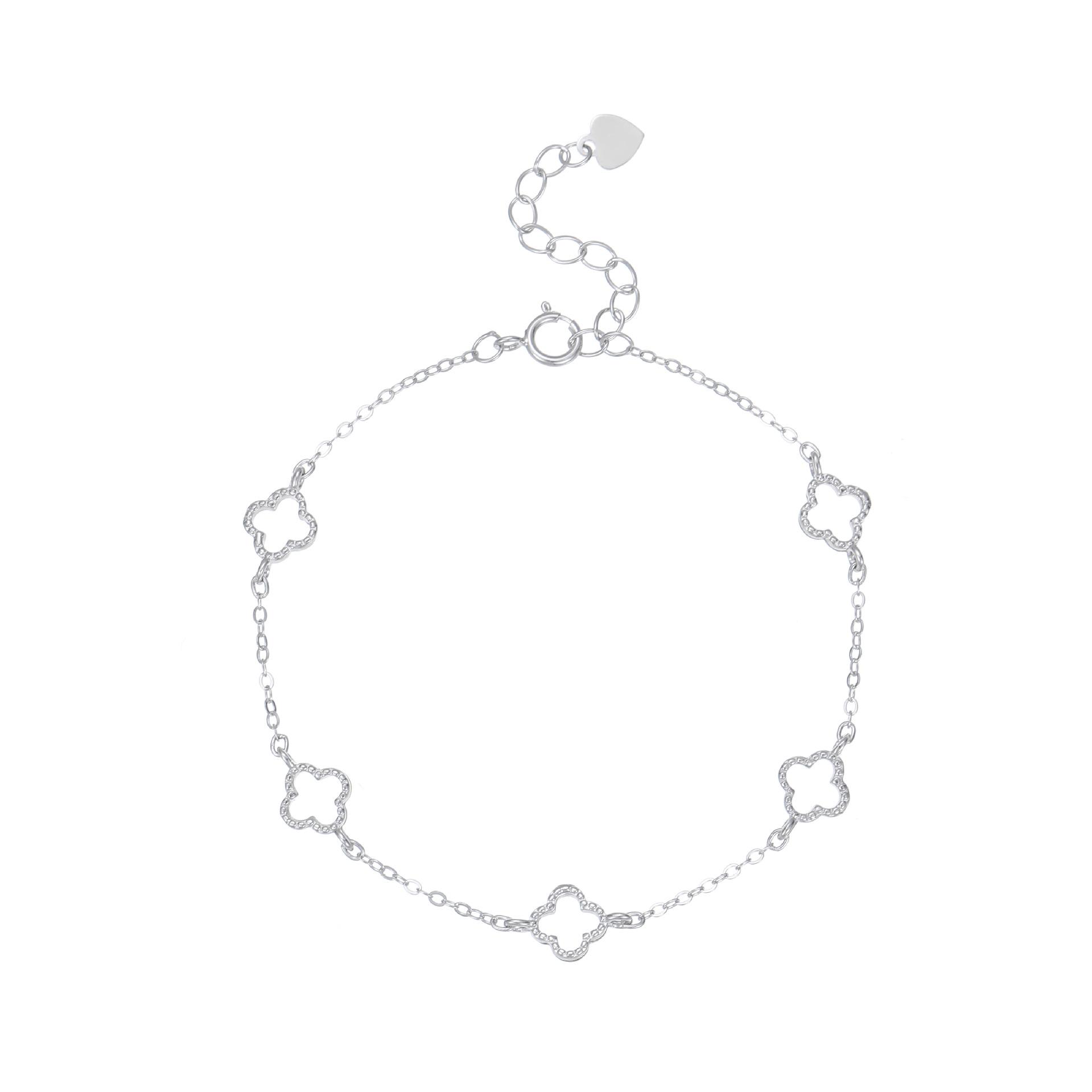 Браслет S925 из стерлингового серебра с четырехлистником для женщин - Модный, Простой, Универсальный, Высококлассный дизайн 925 Silver