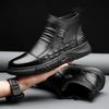 New Shoes for Men Boots Autumn Genuine Leather High Tops Crocodile Print Casual Shoes Winter Plush Outdoor Snow Chelsea Boots