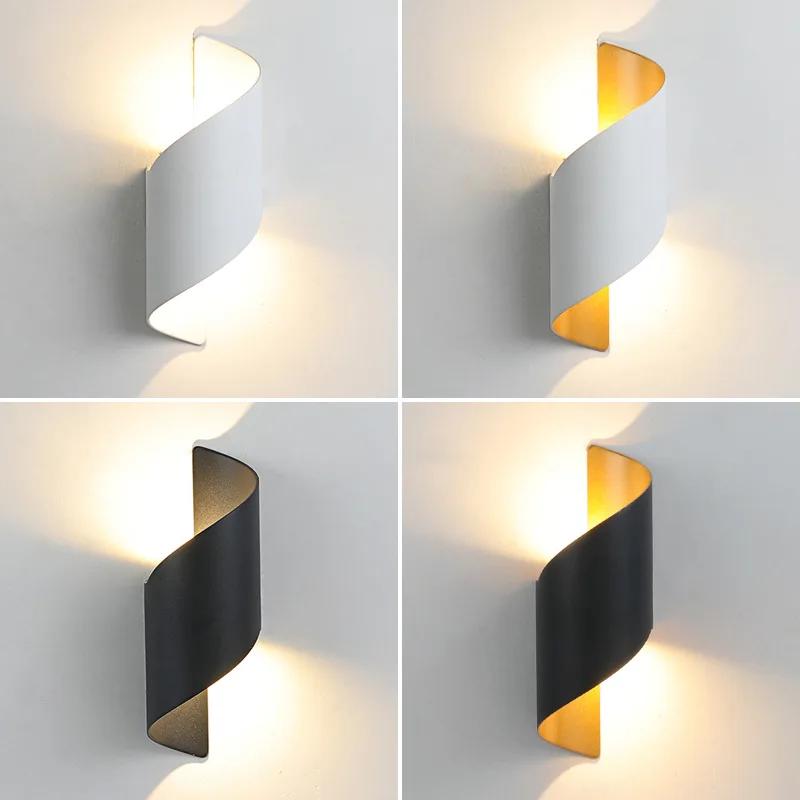 Modern LED Wall Lamp 10W Waterproof Outdoor Indoor Spiral Design Nordic Sconce Lighting for Home Decor