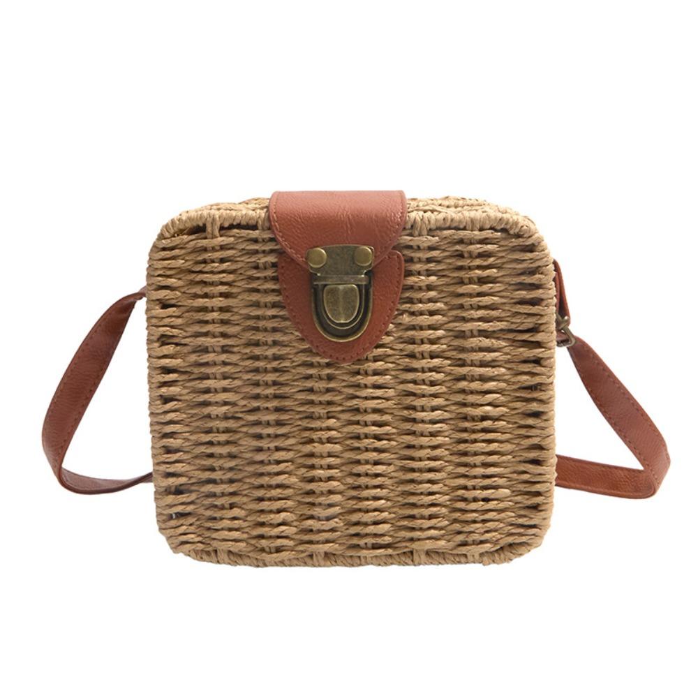 Ethnic Style Rattan Weave Bag Bohemian Beach Bag Casual Straw Shoulder Bag  Messenger Bags
