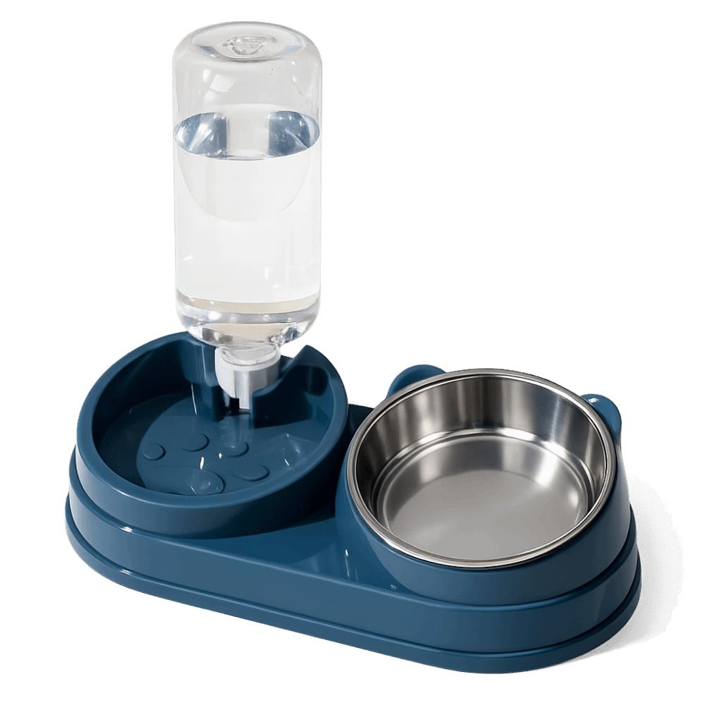 Stainless Steel Dog Cat Bowl Oblique Mouth Pet Feeding Bowl Automatic Pet Feeder Water Dispenser темно-синий