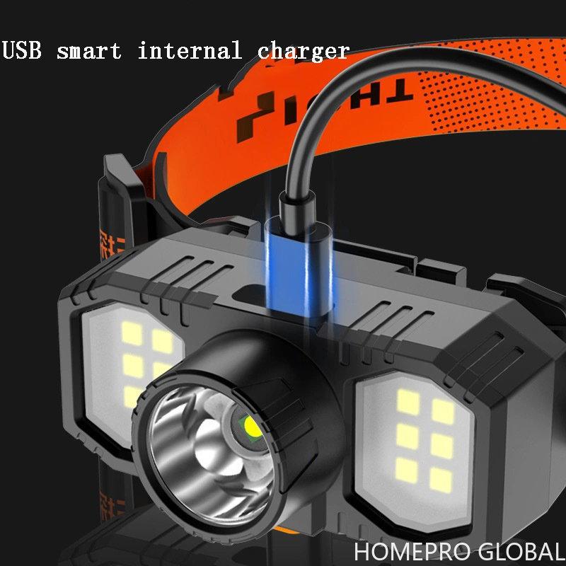 Portable USB Rechargeable IP65 Waterproof 3 Modes Powerful Headlamp LED Fishing Headlight Head-mounted Lamp for Outdoor Camping