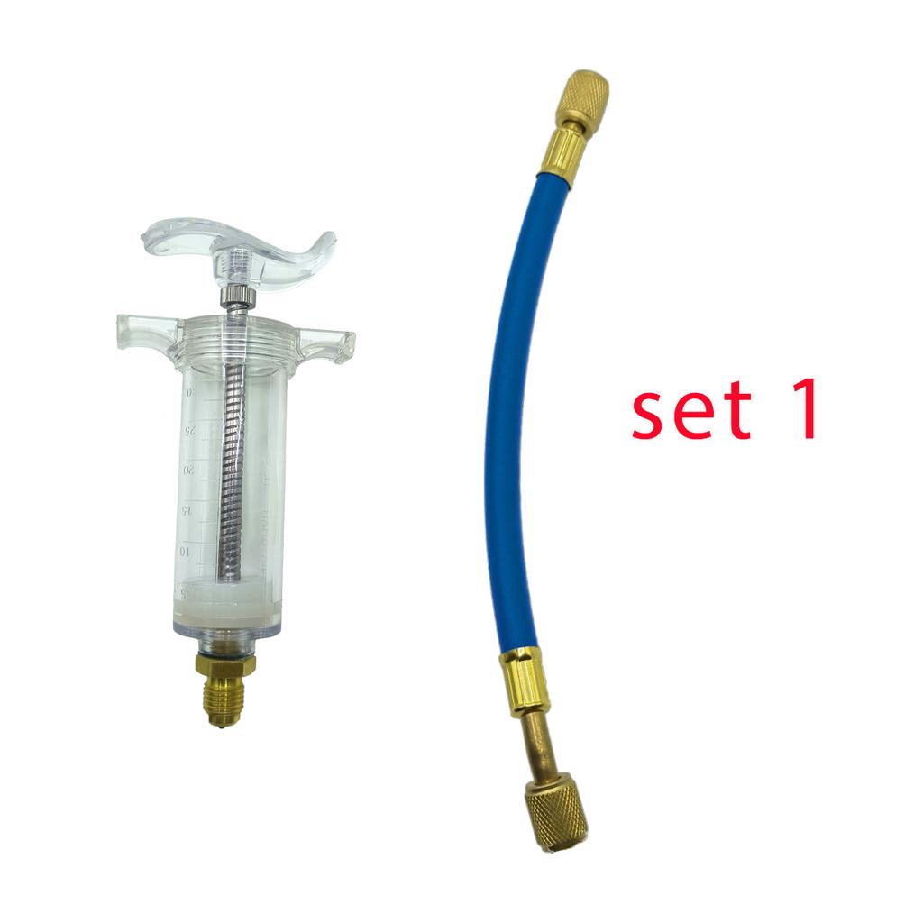 Auto-A/C-Öl-/Farbstoff-Injektor, 30 ml, 1 oz, mit Low-Side-Schnellkupplungsadapter, 1/4 Zoll, Klimaanlage, Kfz-Öler, Injektionsspritze