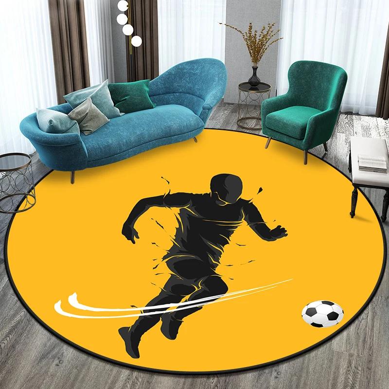 Fußball Fußballfeld Bedruckter Runder Teppich für Wohnzimmer Matte für Kinder Bodenteppich Yogamatte Schlafzimmer E-Sport Stuhl Rutschfeste Matten