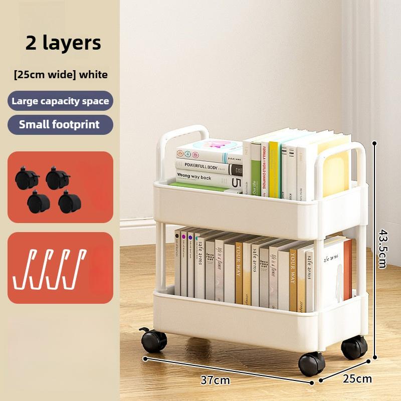 Rolling Utility Cart-Multifunctional Plastic Storage Shelves With Handle&Lockable Wheels -Ideal For Room/Office/Kitchen/Bathroom