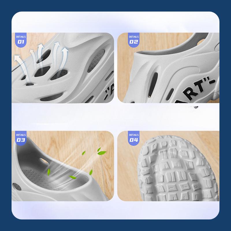 Breathable Men's Sandals Summer Thick Bottom Men's Beach Shoes Outdoor Comfortable Flip Flops Lightweight Cushioning Hole Shoes
