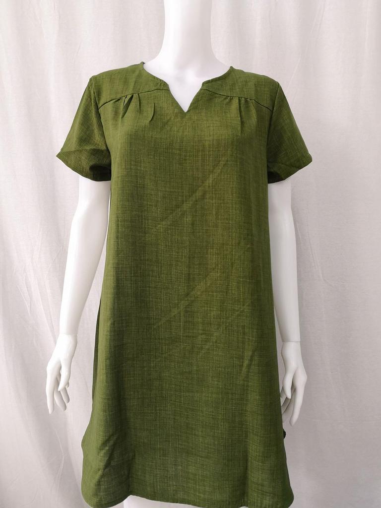 Abito estivo casual a maniche corte in cotone e lino da donna 2024 - Disponibile in stili europei e americani