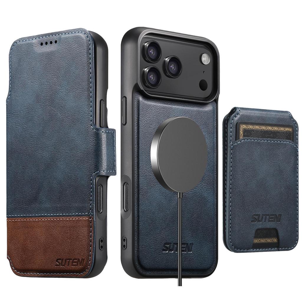 Magnetic Flip Case with Card Slot & Wireless Charging Stand for iPhone 17 Pro Max