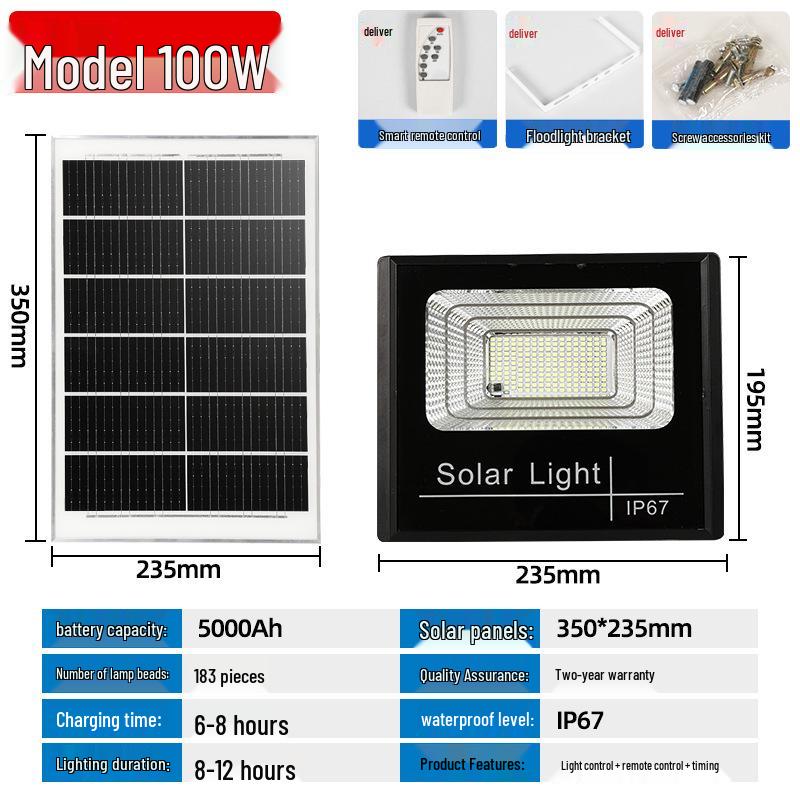 Solar-Powered LED Waterproof Floodlights for Outdoor Courtyards and Streets - High-Power, Super Bright.