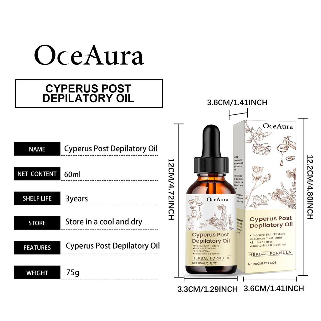 Natural Cyperus Rotundus Essential Oil 60ml for Hair Removal Moisturizing Soothing Skin Reducing Body Hair Painless After