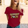 Women’s Casual Crew Neck Short Sleeve Pullover T-Shirt with Germany 2026 Letter Print Soccer Graphic Top for Supporters