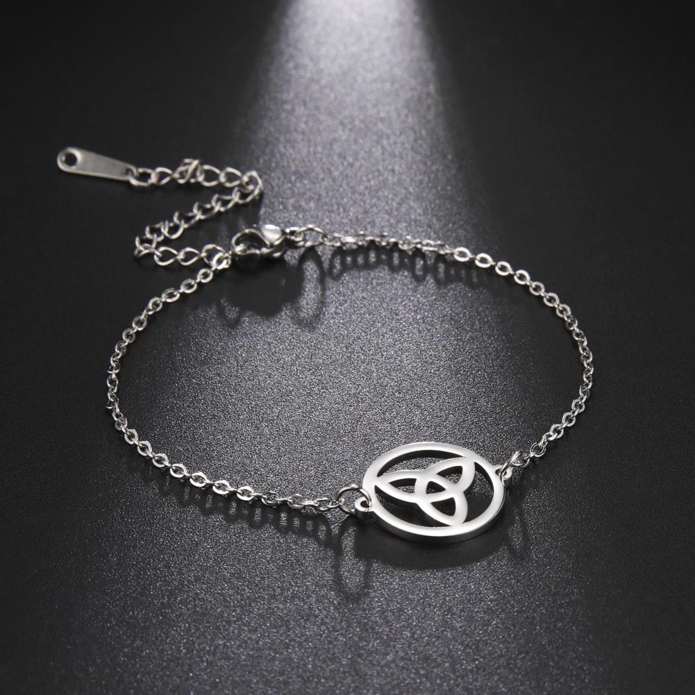 Dawapara Irish Trinity Knot Bracelet Triquetra Good Luck Charm Spiritual Couple Jewelry Stainless Steel New Year Gift
