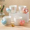 Liebe Herzförmiger Griff Keramikbecher 330ml Esstisch Kaffeetasse Milchteetassen Nachmittagstee Teetasse Obstsaftbehälter