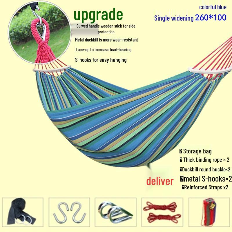 Double Outdoor/Indoor Hammock Bed: Adult Swing, Hanging Rope Chair & Rocking Net for Sleeping