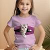 T-shirt per Bambini Grafica Gatto Carino T-shirt Estiva Girocollo T-shirt Bambino Abbigliamento Casual per Bambine Streetwear Top per Bambini