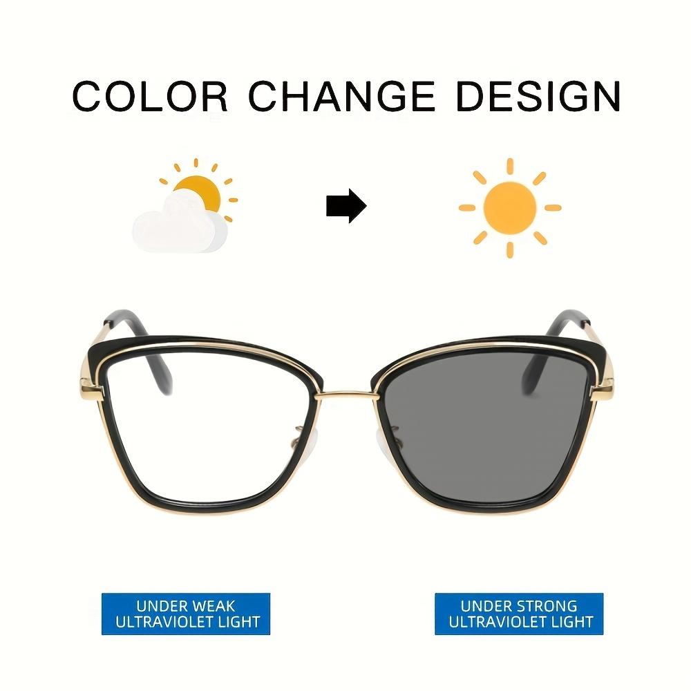 1pcs Multi functional color changing day and night dual-use anti blue light glasses metal frame fashionable girls' sunglasses