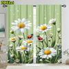 2 Panels 3D Daisy Curtains Ladybug Printed Drapes Blackout Polyester Window Treatment for Living Room Bedroom Home Decor