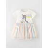 Export Girl Dress Short Sleeve Pure Cotton Unicorn Rainbow Tulle Skirt Baby Suit Girl Princess Dress Western Style
