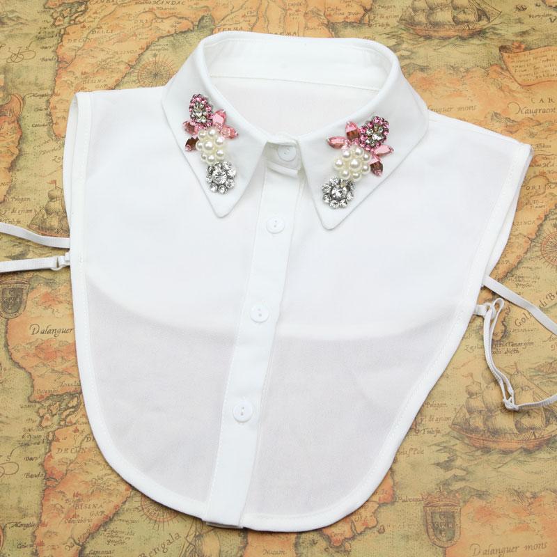 

Белый съемный жемчужный воротник для рубашки Элегантная рубашка Ложный воротник для женщин Съемная половина рубашки Неп Блузка Краги Фак Коль