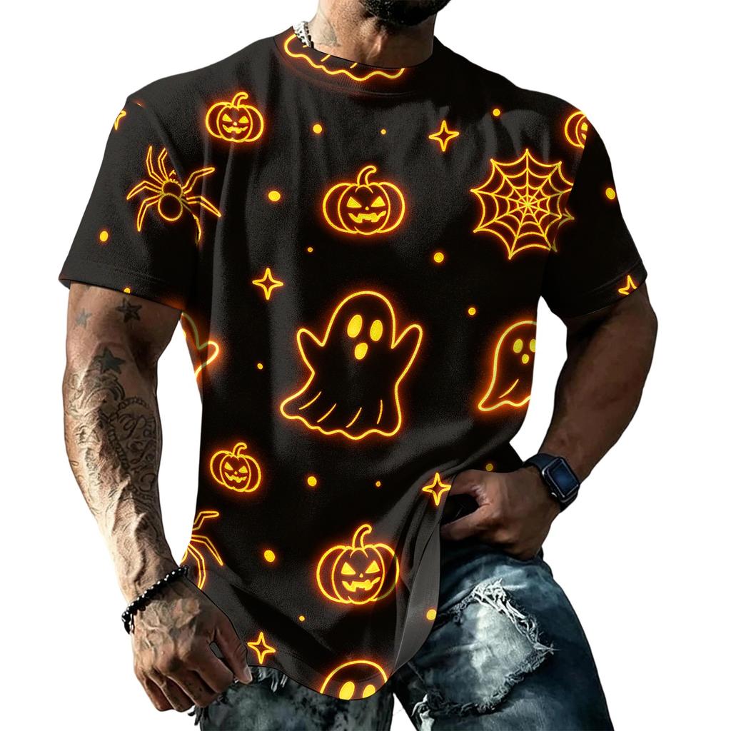 Unisex Loose Fit Casual Short Sleeve T-Shirt Halloween Themed Graphic Print Top Comfortable Everyday Wear