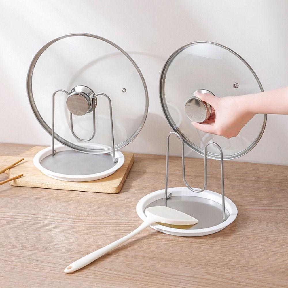 Folding Pot Lid Holder Stainless Steel Pot Lid Stand Pan Cover Shelf Spoon Rest  Restaurant