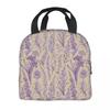 Custom Purple Flower Toile De Jouy Inspired Pattern Insulated Lunch Tote Bag for Women Portable Cooler Thermal Food Lunch Box