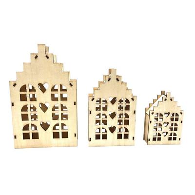 MegaCréa DIY - Wooden Christmas House To Decorate 3 Pieces