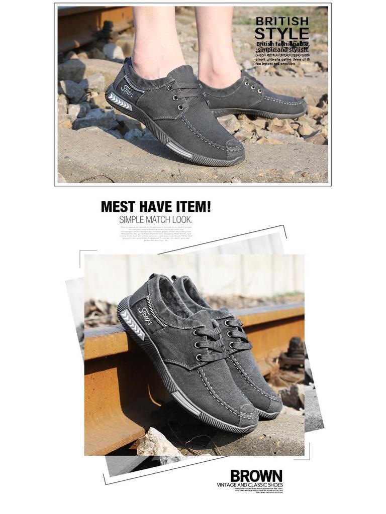 Herren Freizeitschuhe: Canvas-Sneaker mit weicher Sohle, atmungsaktive Low-Top-Slip-Ons