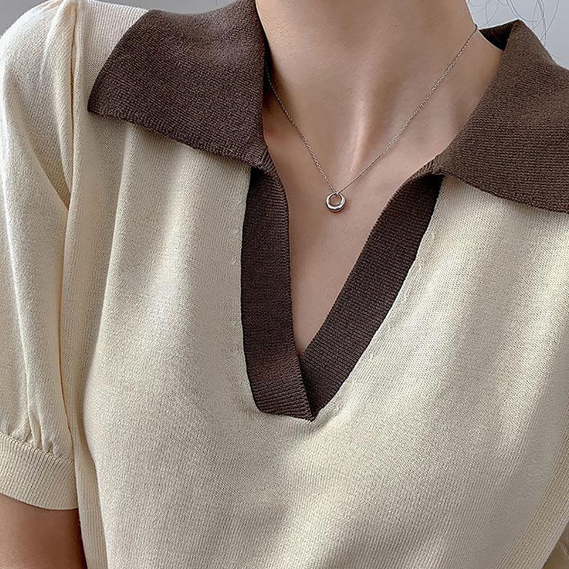 Circle Pendant Necklace Women Jewelry Banquet Party Couple Gift Wedding Necklace