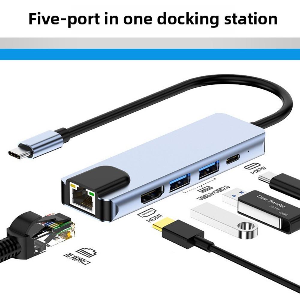 

Док-станция типа C 5 в 1 USB 3.0 концентратор для MacBook Pro Air адаптер конвертер с несколькими портами ноутбука расширитель Five in one