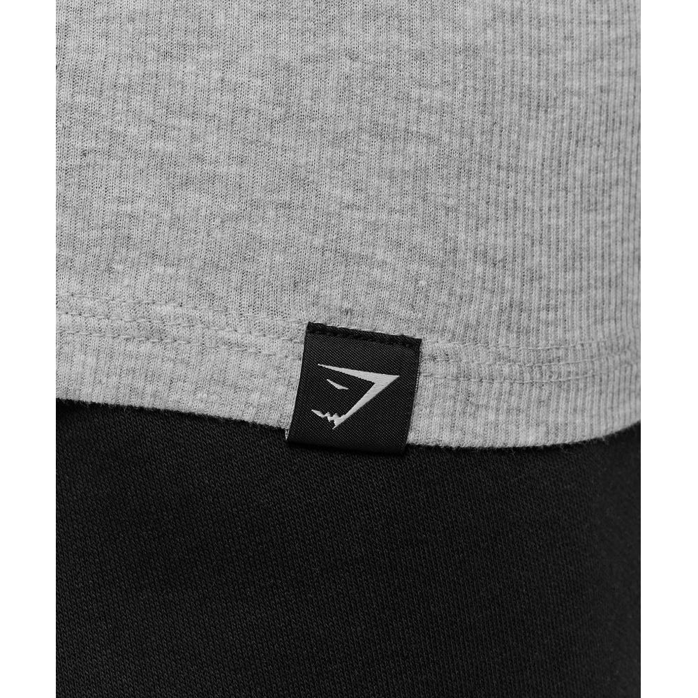 Gymshark Ribbed Tank 1pk Light Grey Core Marl A5a8h Gbcn