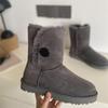 Snow Boots Women's New Winter Mid-tube Sheepskin Fur Integrated Fleece Thickened Warm Snow Cotton Shoes