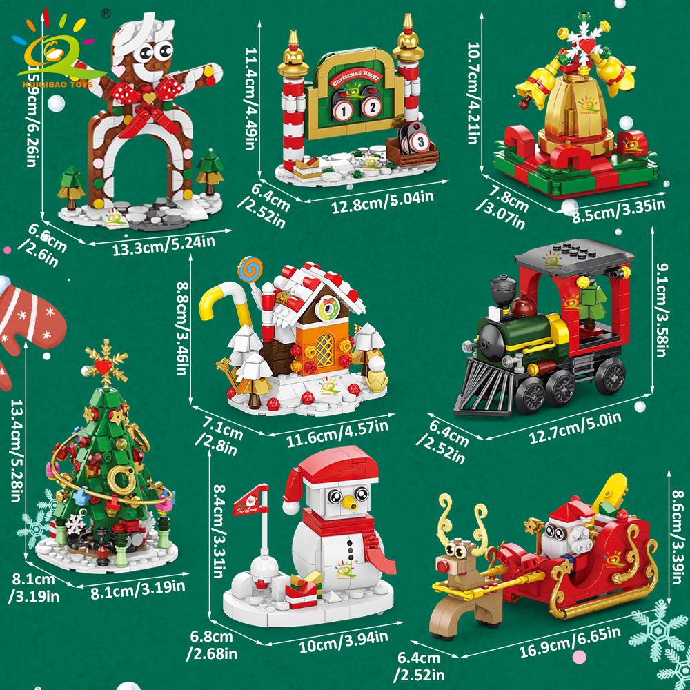 Non-Toxic 8In1 Christmas Santa Claus Sled House Model Building Block Diy Elk Snowman Bricks Ornament Toys For Children Adult Gift