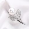 Ring, Exhibition Leaf Imitation Pearl Ring, Fresh And Fashionable Design Women'S Ring