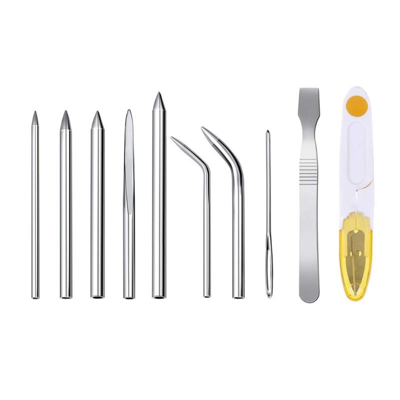 Portable Knotter Tools Stainless Steel Lacing Needle and Smoothing Tool Fit for Leather Fit for DIY Craft Supplies