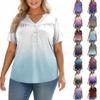 Women's Fashionable Casual V Neck Button Up Oversized Short Sleeve Printed Top