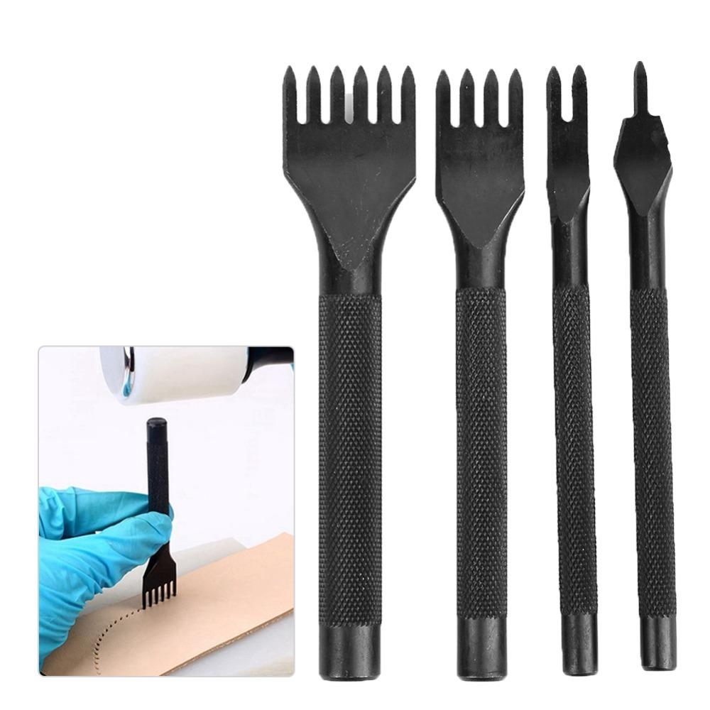 4pcs 3mm 4mm 5mm Diamond Chisel Set 1/2/4/6 Prong Hole Punch Tool For DIY Leather Crafting