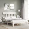 Vidaxl Bed Frame Without Mattress, White, 140X200 Cm, Solid Pine Wood
