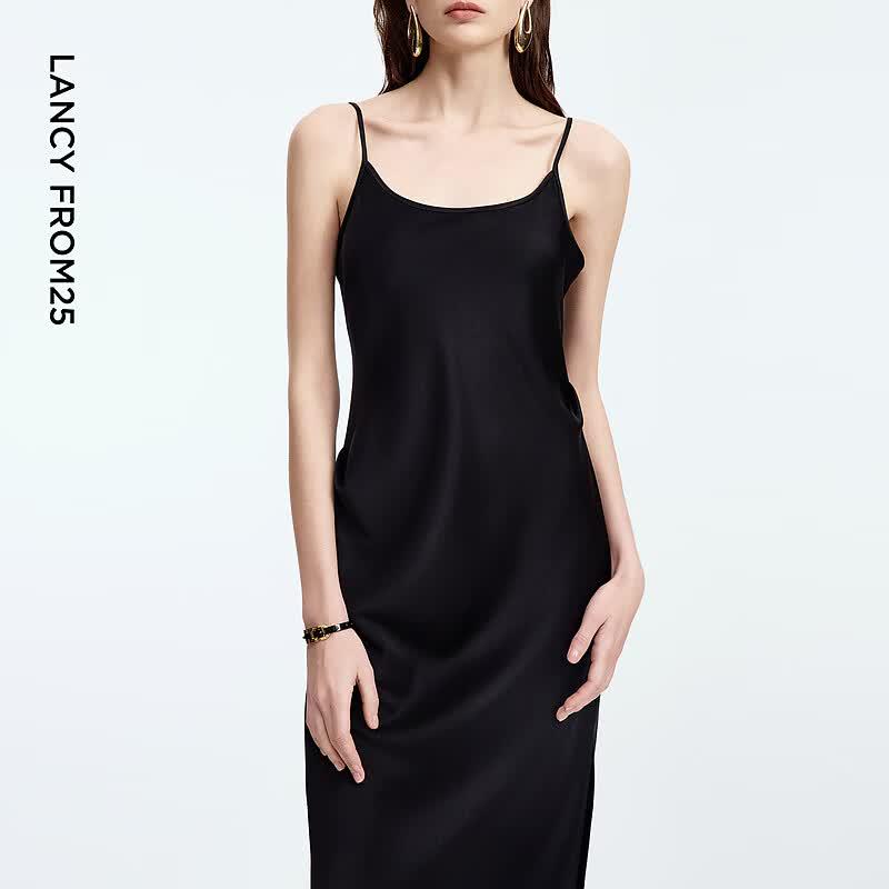 LANCY Triacetate Elegant Cooling Strap Slip Dress