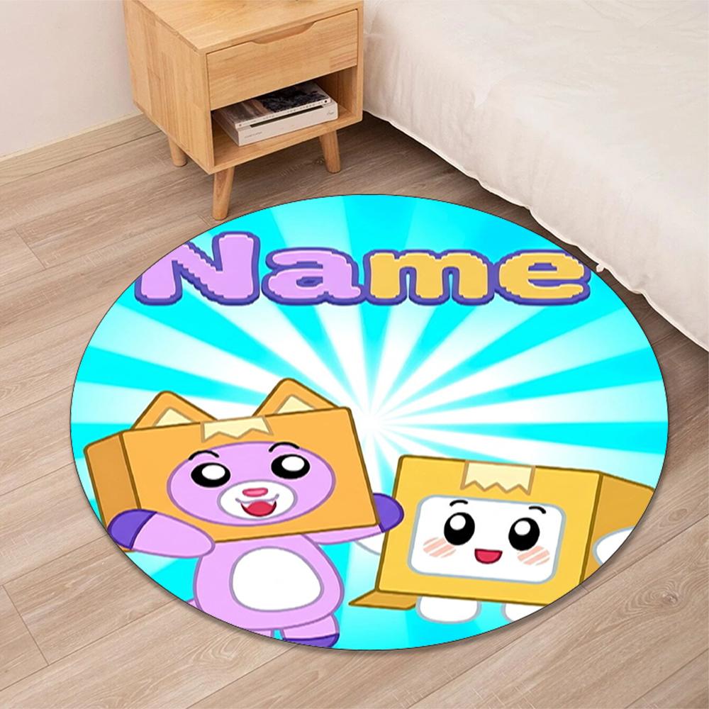 Custom Name LankyBox Printed Round Rug Carpet Chair Rug Area Rug Entryway Doormats,for Office Chair Living Room Bedroom Kitchen Room.