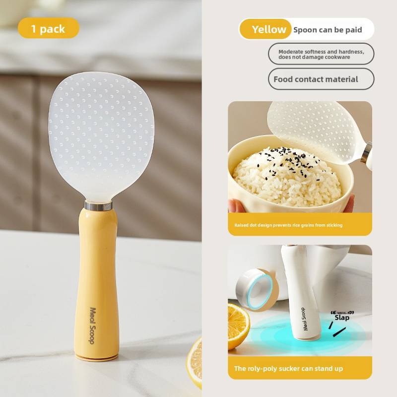 Modern Plastic Rice Spoon With Stand And Easy Cleaning For Kitchen Housewarming Gift