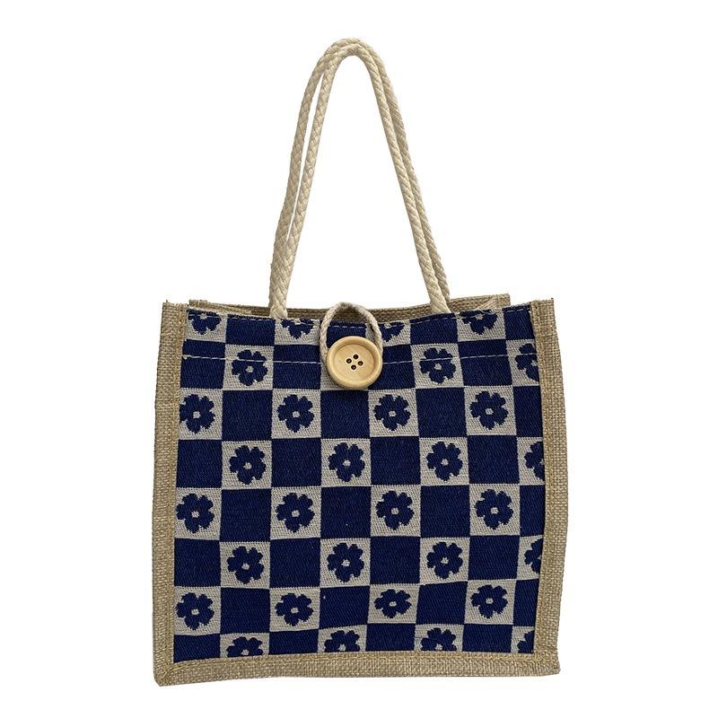 Geanta de dama Flower Tide Network Red Fashion Button Portable Simplu Bento Geanta Canvas Mica Geanta Floral