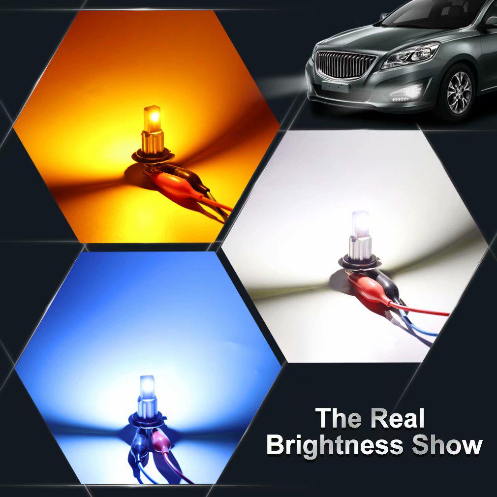 2Pcs H7 Led Bulb Fog Lights CSP Chips 3000K 6000K 8000K 12V White Blue Amber Day Running Car Lamp Auto Light 24V