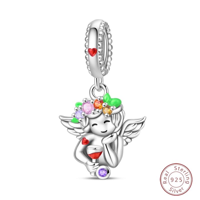 Sweety Copper Cake Poodle Crown Flowers Lover Luminous Charms Beads Fit 3Mm Bracelets Diy Fine Jewelry Making