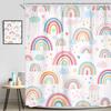 Tenda Doccia Arcobaleno Boho Bambini Ragazze Rosa Cartone Animato Carino Nuvole Acquerello Stelle Colorata Tenda Doccia Set Bagno Boemo
