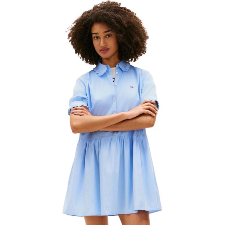 Tommy Hilfiger Retro Sweet Ruffled Loose Doll Collar Commuter Short Sleeve Dress Women dresses DW0DW22995